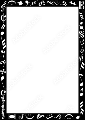 weisser hintergrund mit schwarzem rand und musiknoten