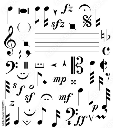 inhalt mit verschiedenen musiknoten und zeichen