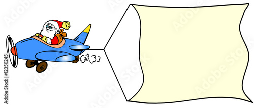 weihnachtsmann im flugzeug schleppt banner
