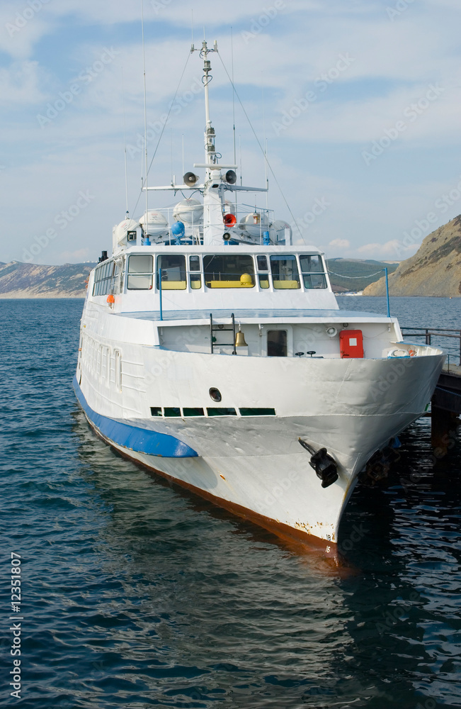 Steamship on a mooring Steamship on a mooring