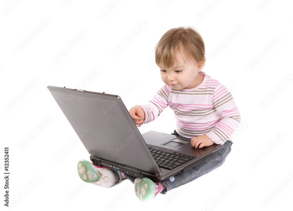 happy baby with laptop happy baby with laptop