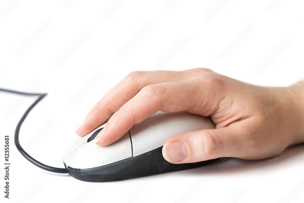 hand over computer mouse isolated hand over computer mouse isolated