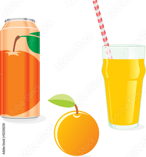 isolated orange juice and fruit