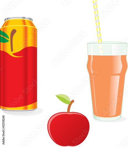 isolated red apple juice and fruit
