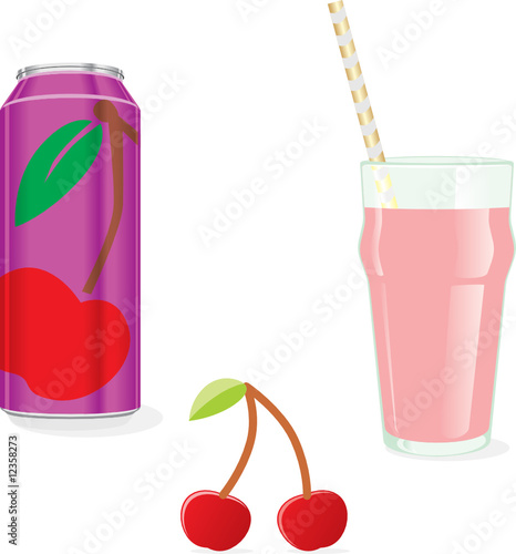 isolated cherry juice and fruit