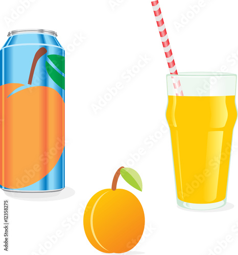 isolated apricot juice and fruit