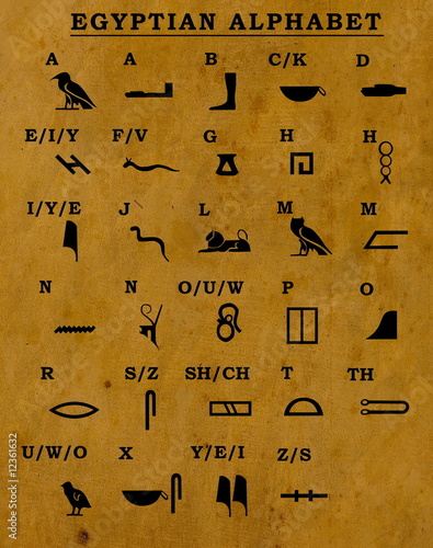 Egyptian old alphabet on old paper