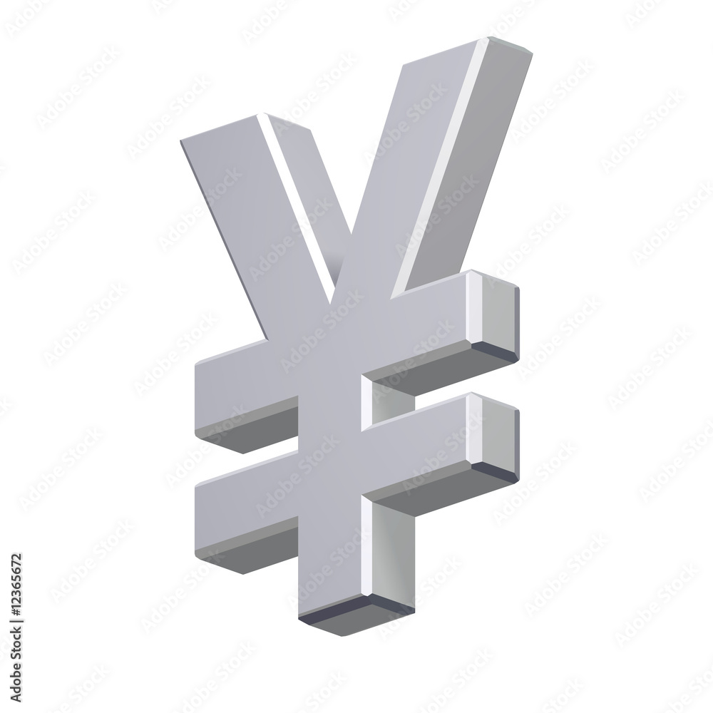 Obraz premium Chrome Yen sign isolated on white.
