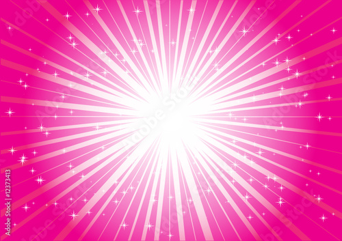Abstract pink sun blast with stars