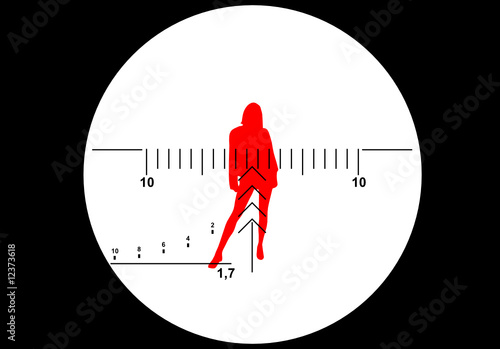 Sniper rifle sight with female silhouette as a target