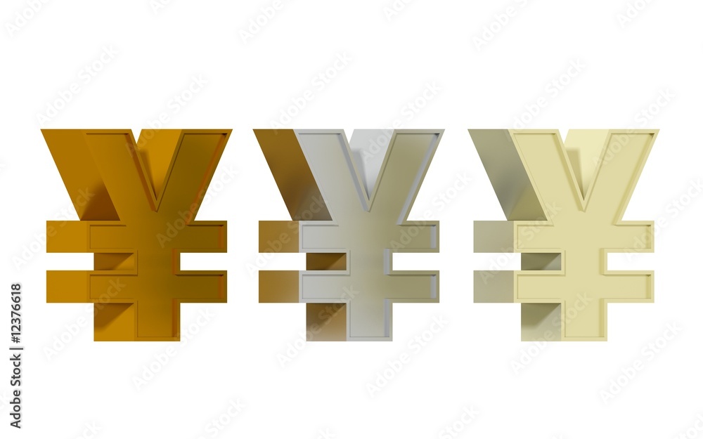 Obraz premium Yen symbol - Three precious metals