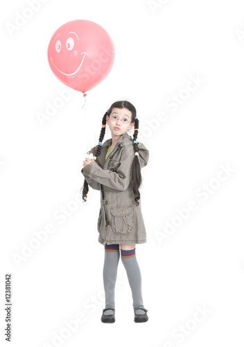 beautiful girl with pink balloon