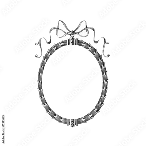 CADRE GRIS OVALE ANCIEN