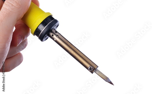 soldering tool in hand