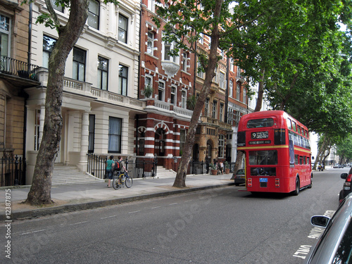 London residential street with double decker bus