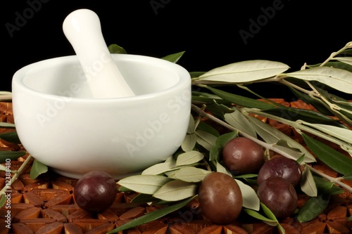 Olives, Mortar And Pestle