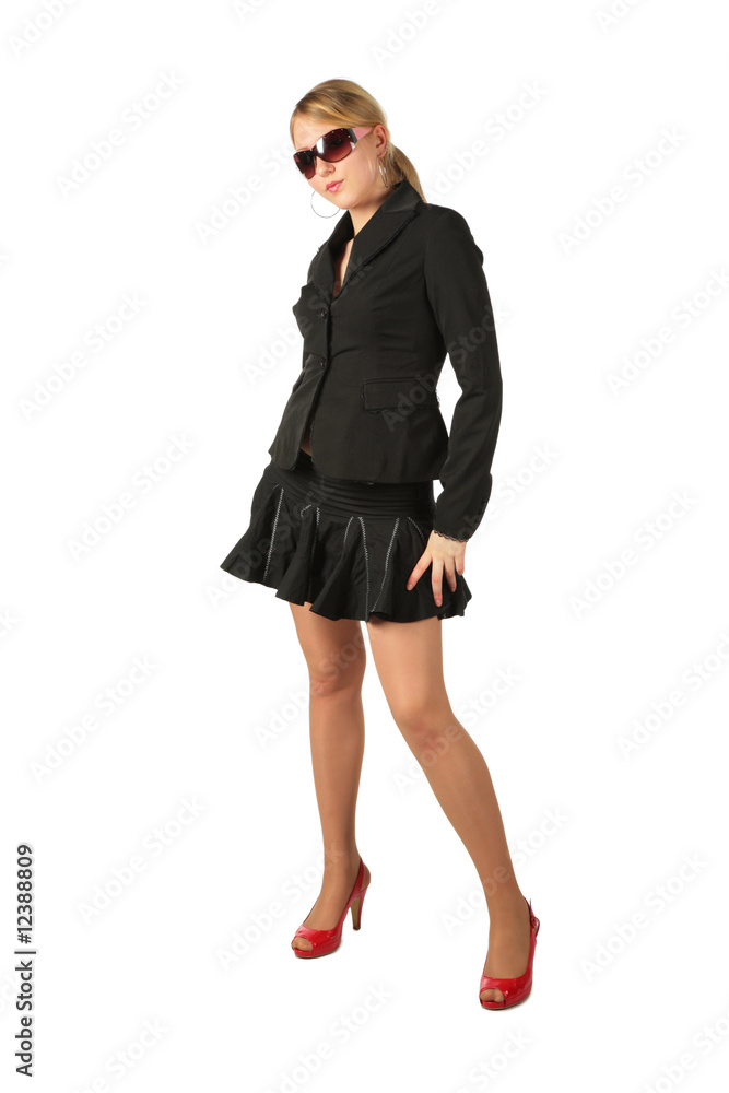 Fototapeta premium young girl in suit in sunglasses