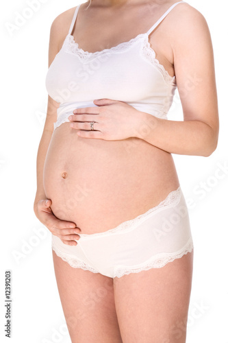 Expecting mom - Pregnant woman in white lingerie