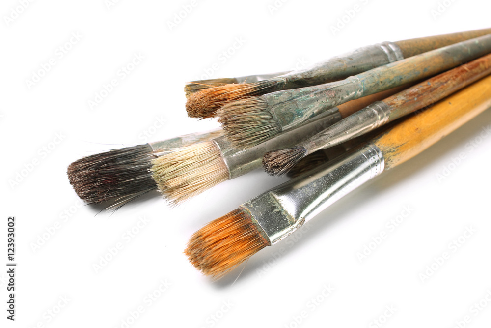 Fototapeta premium Artistic paintbrushes on white