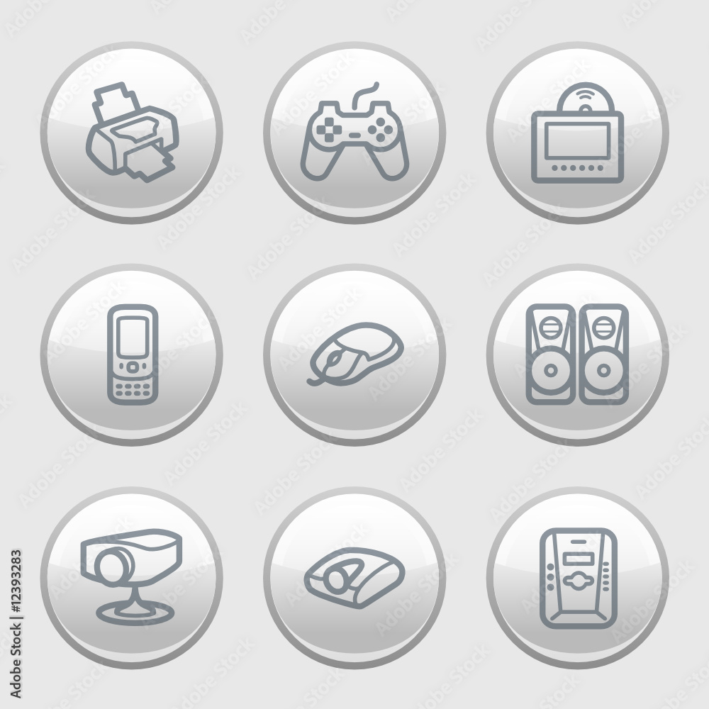 Gray disk web icons, set 21