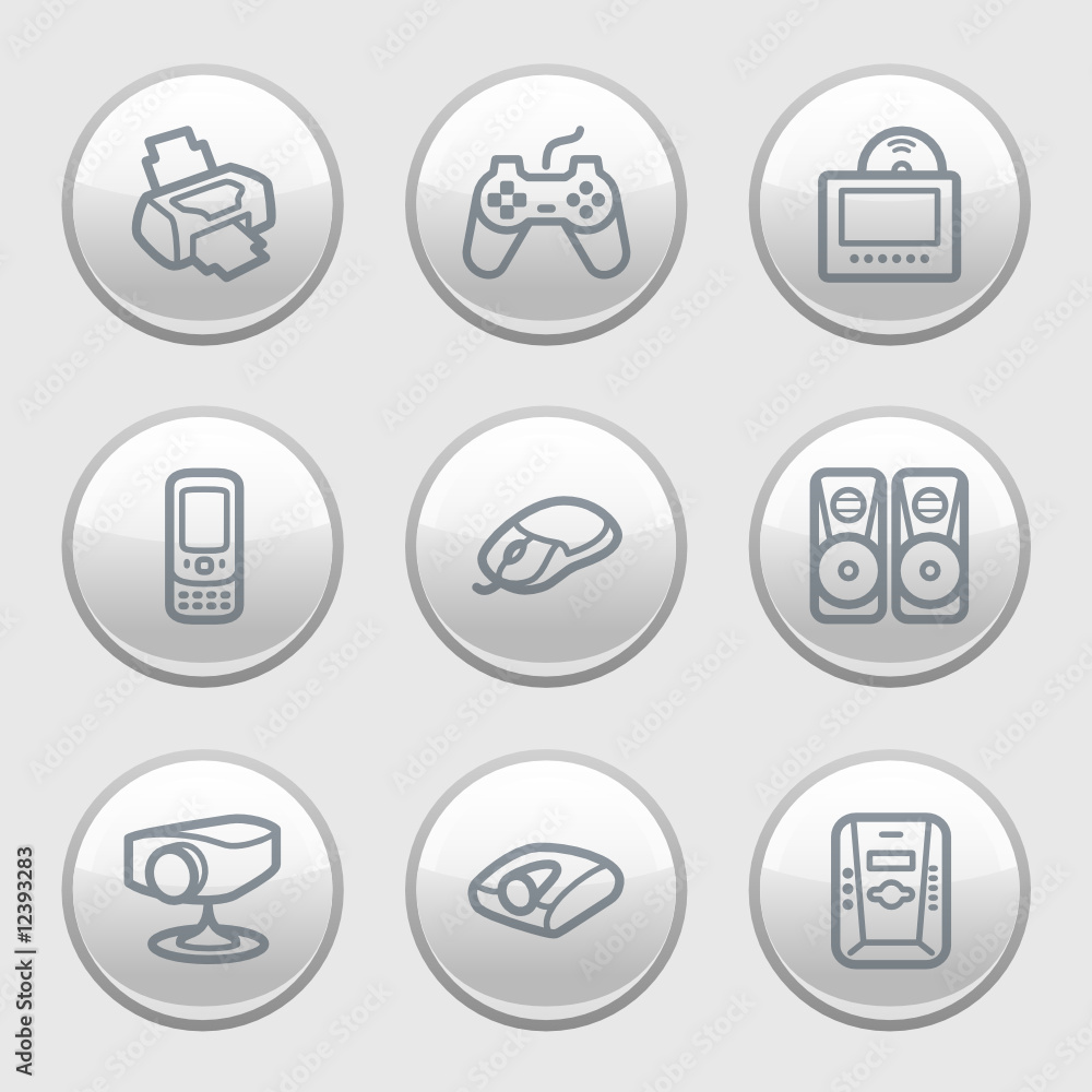 Gray disk web icons, set 21 Gray disk web icons, set 21
