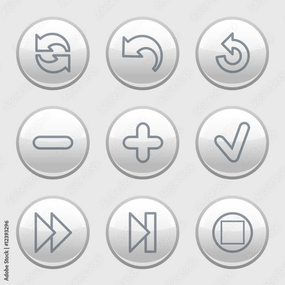 Gray disk web icons, set 29