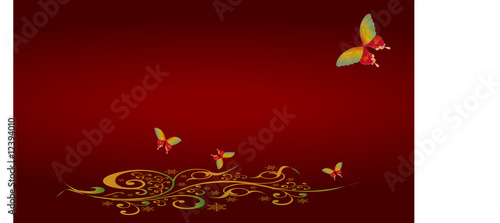 papillon fond rouge