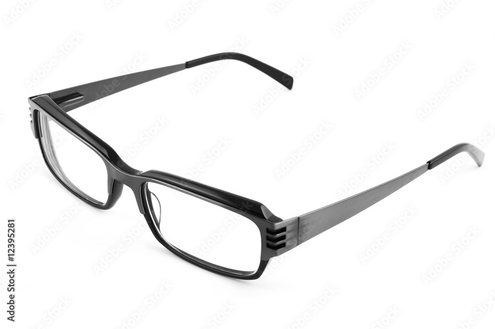 Black modern spectacles isolated on white background Black modern spectacles isolated on white background