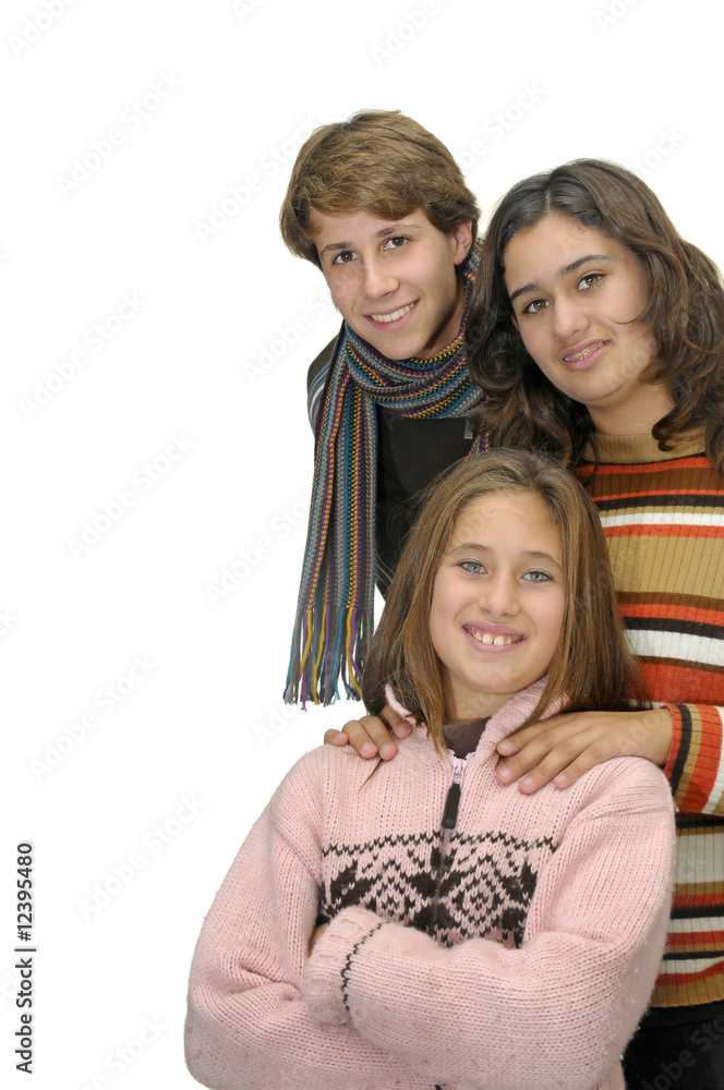 Happy young people isolated against a white background Happy young people isolated against a white background