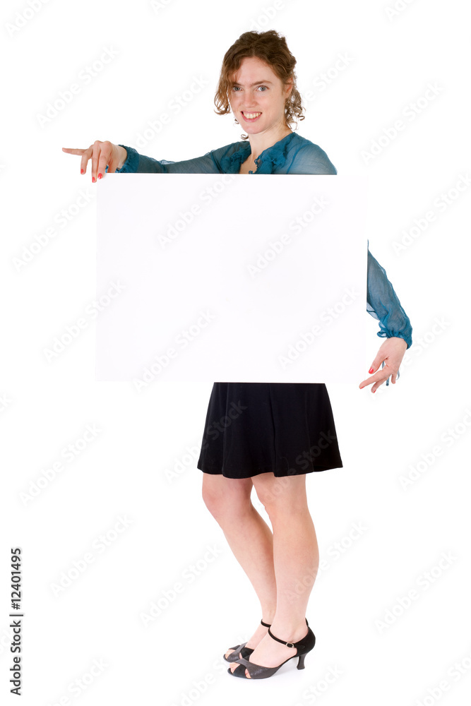 woman presenting billboard woman presenting billboard