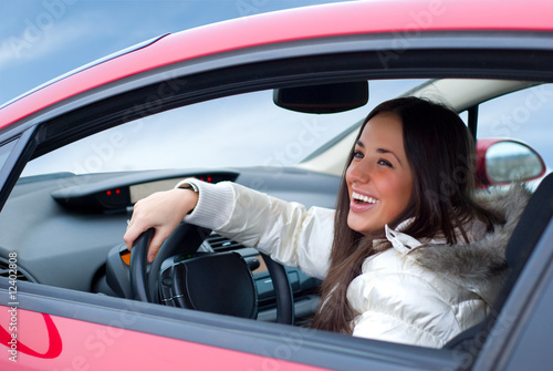 beautiful woman driving
