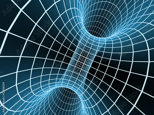 Blue abstract 3d tunnel from a grid