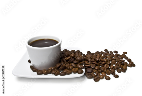 cup of coffee with coffee grain