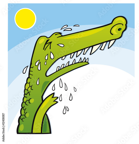 illustration of funny crocodile crying