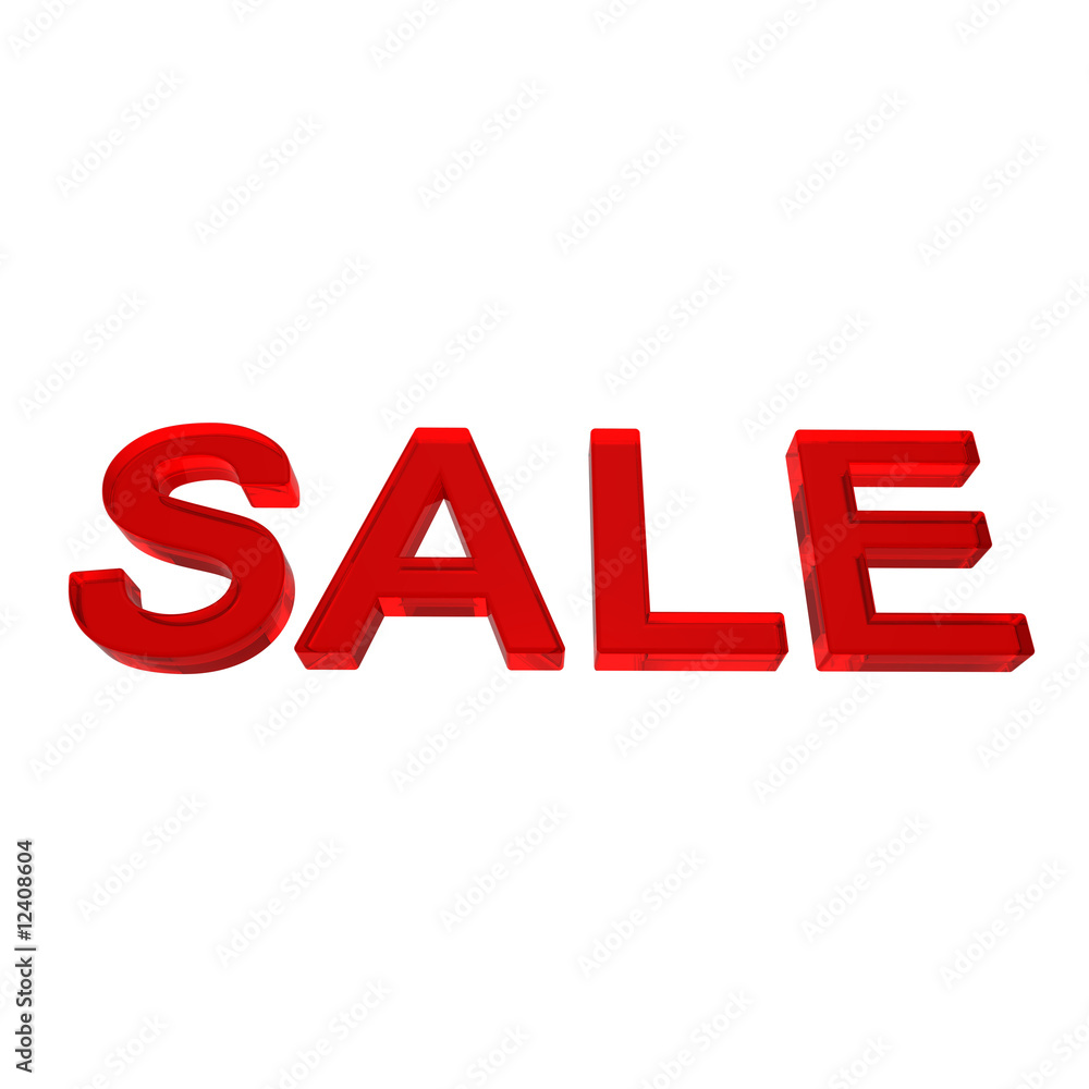 Sale - red glass sign.