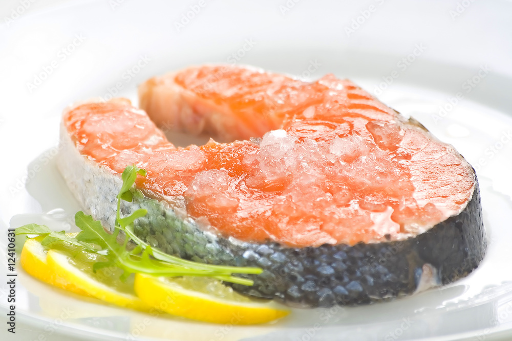 slice of fresh salmon and healthy slice of fresh salmon and healthy