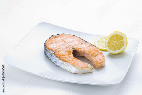fresh salmon cooked with salad