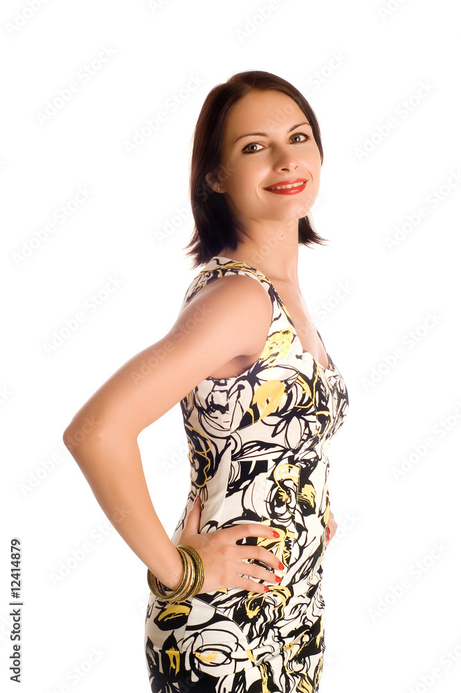 Beautiful woman in elegant dress posing in studio Beautiful woman in elegant dress posing in studio