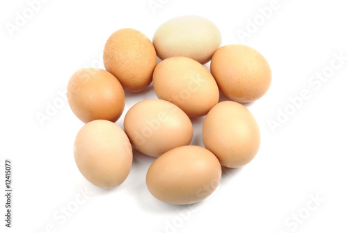 Group of brown eggs for easter isolate on white background with