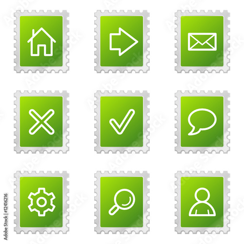 Basic web icons, green stamp series