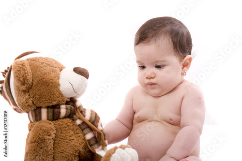 small baby with teddy bear