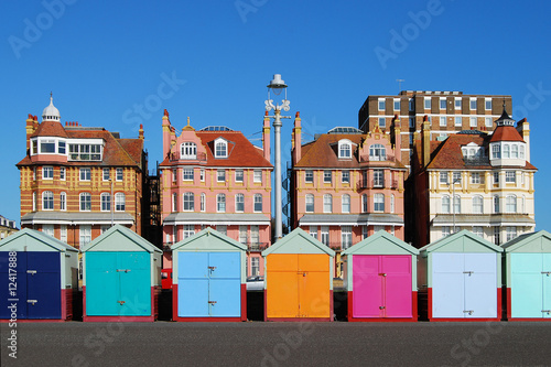 Colored beach huts at Brighton. East Sussex. England photo