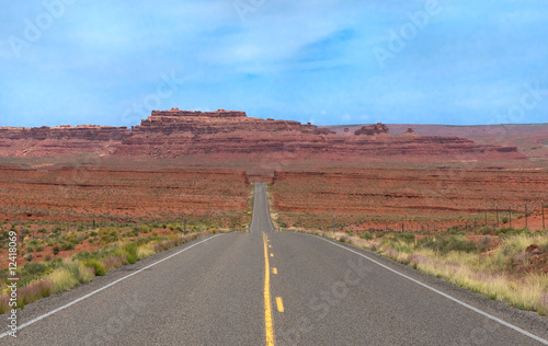 vibrant image of highway and blue sky