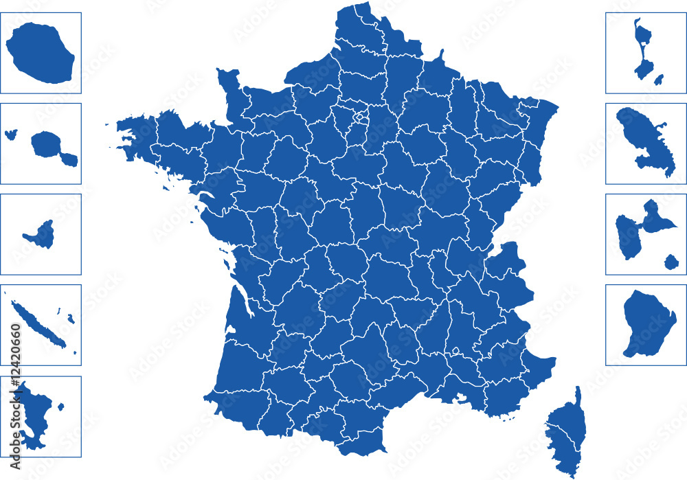 Obraz premium Francuskie departamenty z DOM i TOM