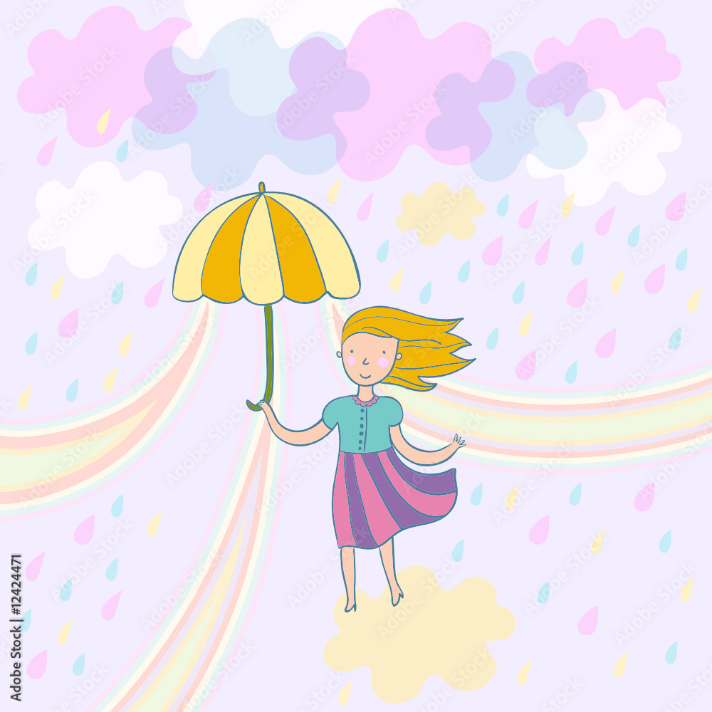 Pastel colored cute spring illustration Pastel colored cute spring illustration