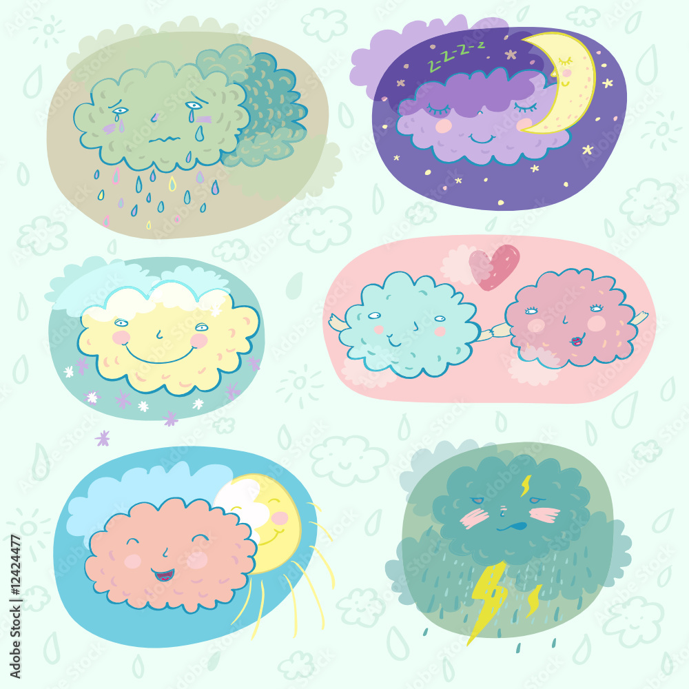 emotional concept - clouds set in vector emotional concept - clouds set in vector
