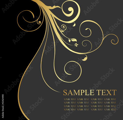 black and gold floral background