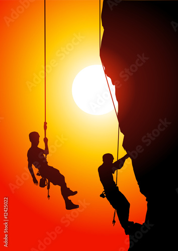 Climbers at sunset