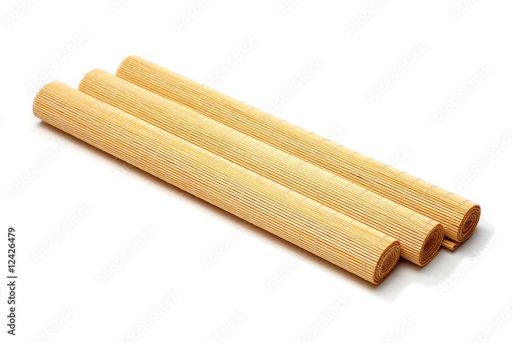 bamboo stick sushi pads isolated on a white background bamboo stick sushi pads isolated on a white background