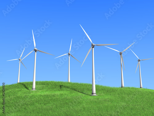 white wind turbines